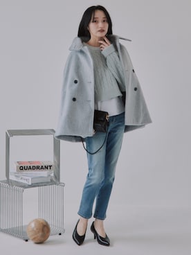 「nissen（ニッセン）の【9月3日PM12時より販売開始】小さいサイズ　【Petimoさん企画】レイヤードTシャツ　低身長さん・小柄女性（Tシャツ/カットソー）」を使った、nissen Petit Modelsさん（レディース・153cm）の秋コーディネート
