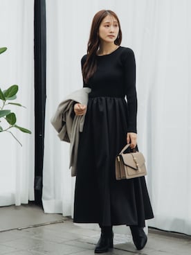 「アイテム（ダッフルコート）」を使った、nissen Petit Modelsさん（レディース・153cm）の秋コーディネート