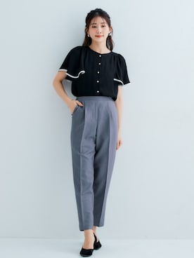 「レギュラー」｜「アイテム（スラックス）」を使った、nissen Petit Modelsさん（レディース・149cm）の春コーディネート