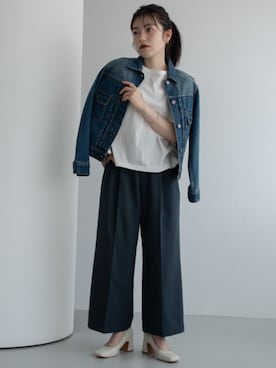 「レギュラー」｜「アイテム（デニムジャケット）」を使った、nissen Petit Modelsさん（レディース・152cm）の春コーディネート