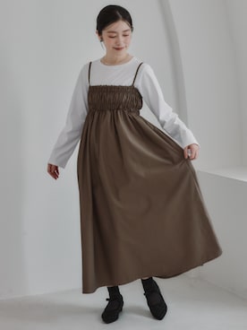 「nissen（ニッセン）の【9月3日PM12時より販売開始】小さいサイズ　【Petimoさん企画】レイヤードTシャツ　低身長さん・小柄女性（Tシャツ/カットソー）」を使った、nissen Petit Modelsさん（レディース・152cm）の秋コーディネート