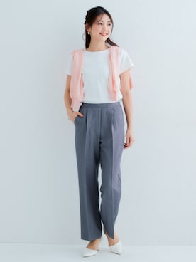 「レギュラー」｜「アイテム（スラックス）」を使った、nissen Petit Modelsさん（レディース・153cm）の春コーディネート