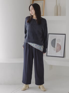 「nissen（ニッセン）のアイテム（Tシャツ/カットソー）」を使った、nissen Petit Modelsさん（レディース・155cm）の秋コーディネート