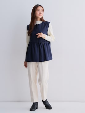 「アイテム（ビジネスシャツ）」を使った、nissen Petit Modelsさん（レディース・153cm）の秋コーディネート