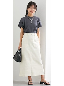 キナリ(ツイル) | 小さいサイズ ラクに履けるAラインスカート 低 キナリ(ツイル) | 小さいサイズ ラクに履けるAラインスカート 低
