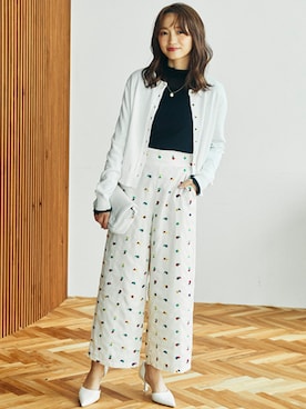「花柄パンツ」｜nissen Petit Modelsさん（レディース・153cm）の冬コーディネート