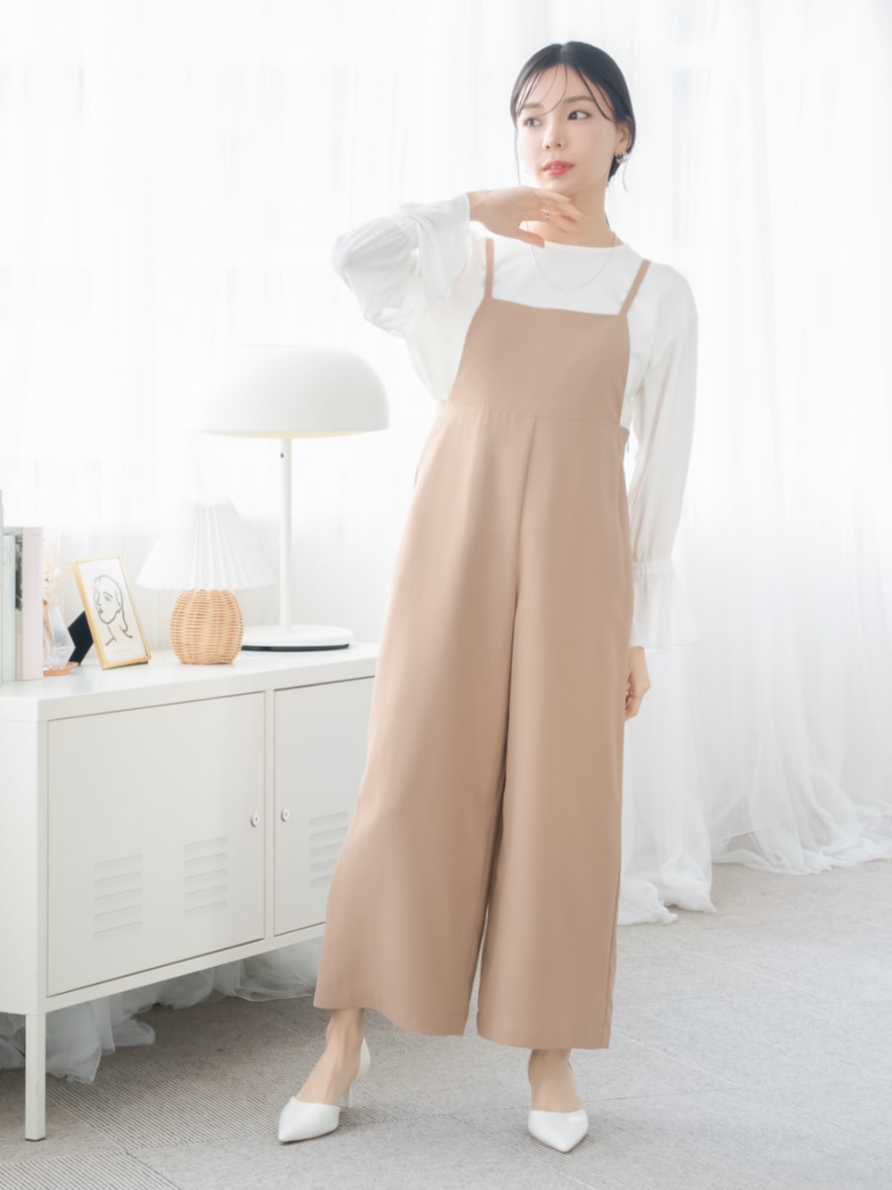 【美品・未使用・未洗濯】PAR ICI ベージュ サロペット フリーサイズ 美品・未使用・未洗濯】PAR ICI ベージュ サロペット フリーサイズ