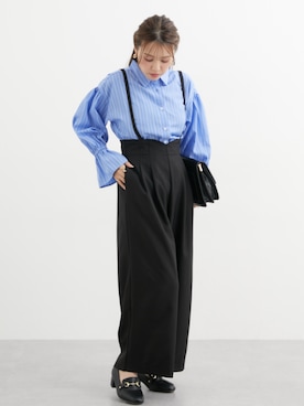 小さいサイズ サスペンダー付きワイドパンツ 低身長さん・小柄