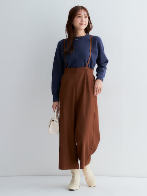 セール】小さいサイズ ハイウエストワイドサロペット 低身長さん