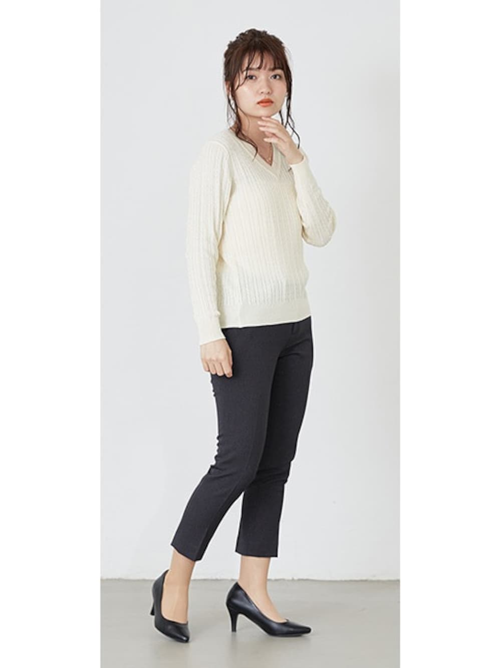 小さいサイズ 【レディーススーツ】ウール調細身パンツスーツ 低身長  