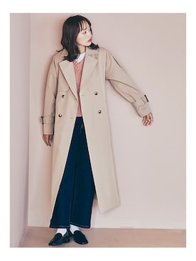 「レギュラー」｜「アイテム（トレンチコート）」を使った、nissen Petit Modelsさん（レディース・153cm）の秋コーディネート