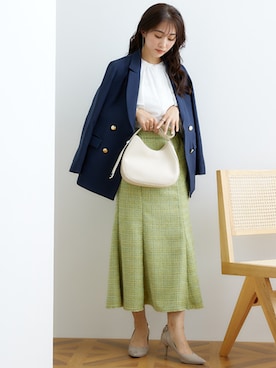 「nissen（ニッセン）の小さいサイズ　ダブルテーラードジャケット　低身長さん・小柄女性（テーラードジャケット）」を使った、nissen Petit Modelsさん（レディース・153cm）の冬コーディネート