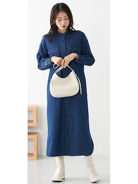 小さいサイズ 2WAYデニムロングシャツワンピース 低身長さん・小柄  