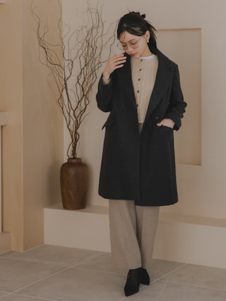 APC 上質 ウールメルトン ロングコート XS 日本Sサイズ相当 美品 nissen(ニッセン)の「小さいサイズ メルトンロングコート 低