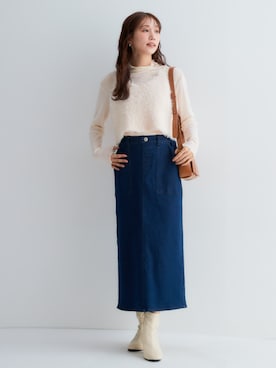 「nissen（ニッセン）のアイテム（Tシャツ/カットソー）」を使った、nissen Petit Modelsさん（レディース・153cm）の秋コーディネート