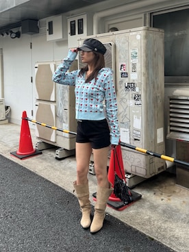 「WHO'S WHO gallery(フーズフーギャラリー)のI ♡ PF ジップフーディ(トップス、ブルー系)」を使った、niinainさん(レディース・160cm)の夏コーディネート