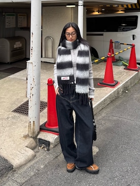 「アイテム（マフラー）」を使った、niinainさん（レディース・160cm）の秋コーディネート