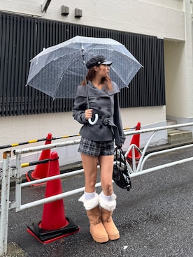 「WHO'S WHO gallery(フーズフーギャラリー)のワイドカラーベルテッドPコート(ピーコート、グレー系)」を使った、niinainさん(レディース・160cm)の秋コーディネート