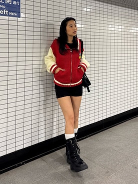 「アイテム（スタジャン）」を使った、niinainさん（レディース・160cm）の冬コーディネート