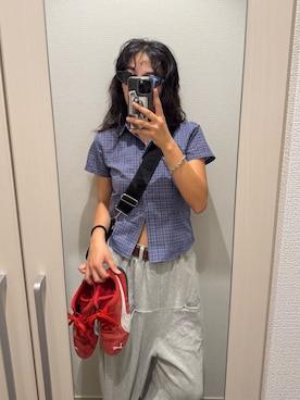 「アイテム（スウェットパンツ）」を使った、niinainさん（レディース・160cm）の夏コーディネート