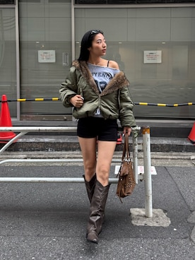 「ファーコート」｜「アイテム（ジャケット/アウター）」を使った、niinainさん（レディース・160cm）の秋コーディネート