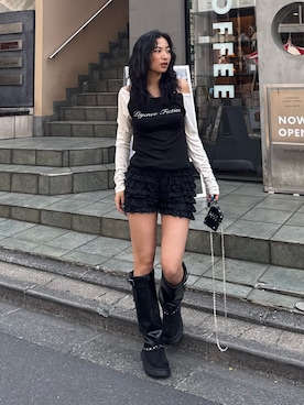 「韓国コーデ」｜「アイテム（ブーツ）」を使った、niinainさん（レディース・160cm）の春コーディネート