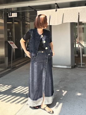 「アイテム（ベスト）」を使った、ISHIDAさん（レディース・158cm）の夏コーディネート