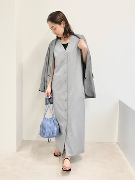 「いまどきジャケット写真」｜「アイテム（ワンピース/ドレス）」を使った、ISHIDAさん（レディース・158cm）の春コーディネート