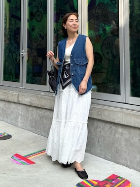 「アイテム（ポーチ）」を使った、ISHIDAさん（レディース・158cm）の夏コーディネート