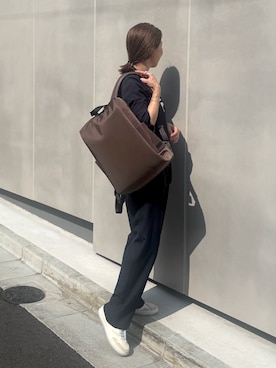 「NOLLEY’S（ノーリーズ）の《セットアップ対応》ウォッシャブルストレッチツイル愛されセミワイドパンツ（その他パンツ、ブルー系）」を使った、ISHIDAさん（レディース・158cm）の夏コーディネート