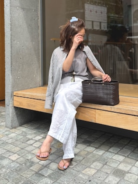 「白パンツ」｜ISHIDAさん（レディース・158cm）の夏コーディネート