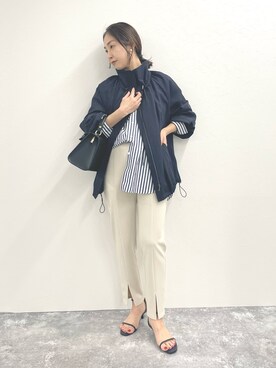 「スリットパンツ」｜「アイテム（ブルゾン）」を使った、ISHIDAさん（レディース・158cm）の冬コーディネート
