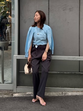 「アイテム（ニット/セーター）」を使った、ISHIDAさん（レディース・158cm）の夏コーディネート