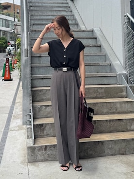 「アイテム（ポーチ）」を使った、ISHIDAさん（レディース・158cm）の夏コーディネート