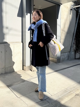 「アイテム（ノーカラーコート）」を使った、ISHIDAさん（骨格ウェーブ・レディース・158cm）の冬コーディネート