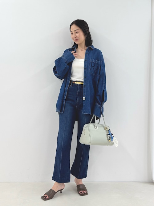 RM denim】スリットクロップドハイウエストデニム（デニムパンツ 