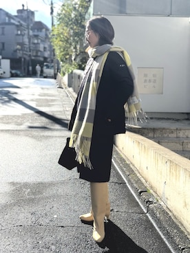 「アイテム（ストール/ショール）」を使った、ISHIDAさん（レディース・158cm）の秋コーディネート