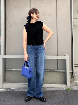 「アイテム（シュシュ）」を使った、ISHIDAさん（レディース・158cm）の夏コーディネート