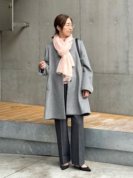 「アイテム（ノーカラーコート）」を使った、ISHIDAさん（骨格ウェーブ・レディース・158cm）の冬コーディネート