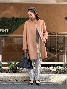 「アイテム（ノーカラーコート）」を使った、ISHIDAさん（骨格ウェーブ・レディース・158cm）の冬コーディネート