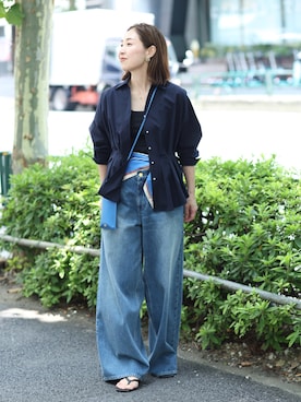 「アイテム（財布/小物、ブルー系）」を使った、ISHIDAさん（レディース・158cm）の秋コーディネート