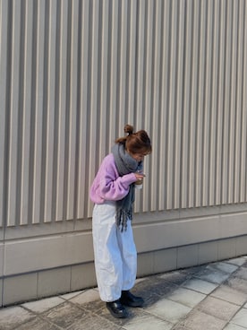 「Ungrid（アングリッド）のアイテム（マフラー）」を使った、中井菜摘さん（レディース・153cm）の冬コーディネート