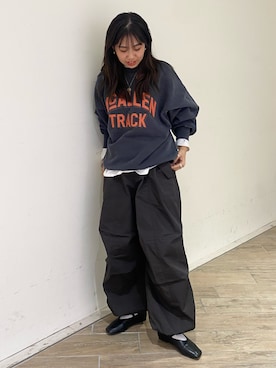 「ストリートカジュアル」｜「アイテム（その他シューズ）」を使った、中井菜摘さん（レディース・153cm）の冬コーディネート
