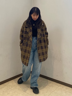 「Ungrid（アングリッド）のアイテム（その他アウター）」を使った、中井菜摘さん（レディース・153cm）の冬コーディネート