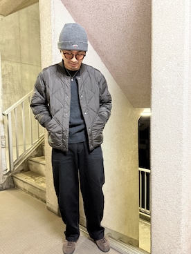 「NOAH（ノア）のアイテム」を使った、ししまるさん（メンズ・173cm）の冬コーディネート