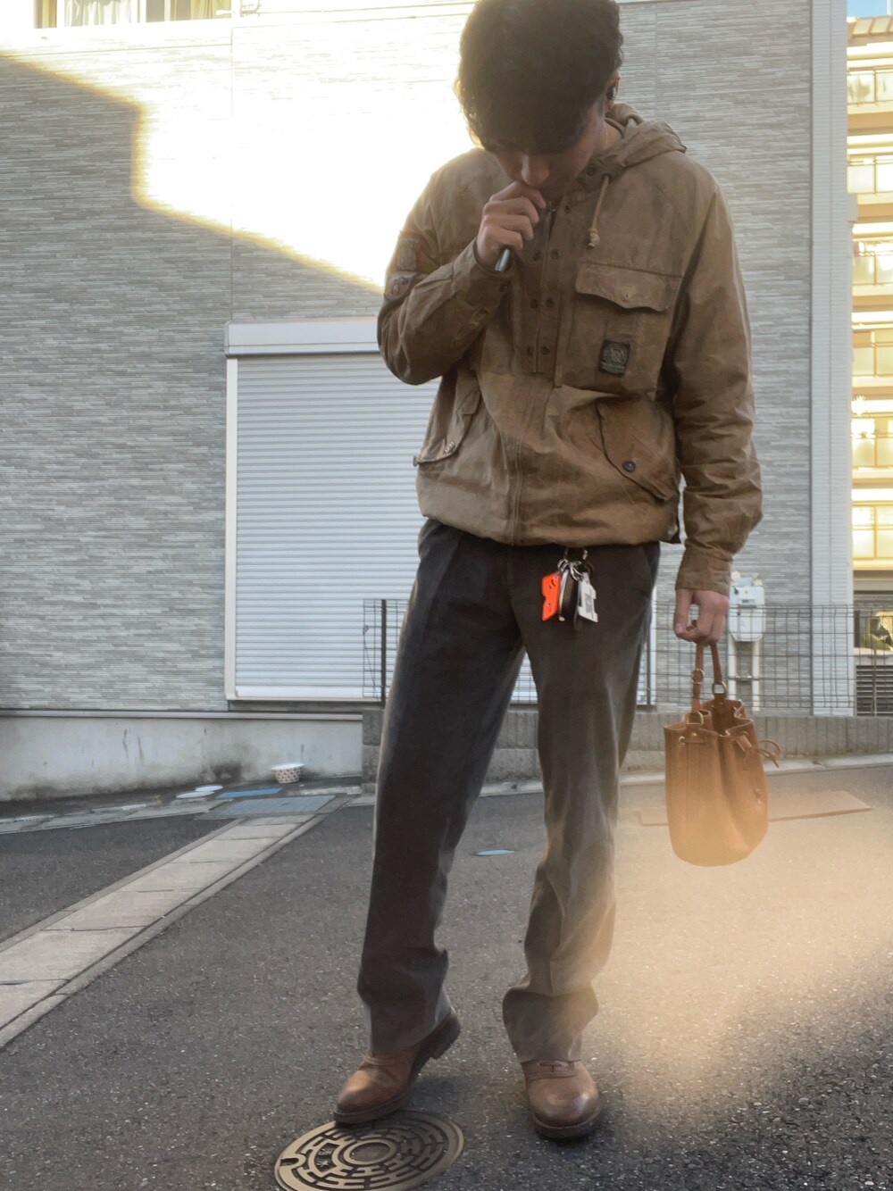 「POLO RALPH LAURENのアイテム（ジャケット/アウター、ブラウン系）」を使った、ししまるさん（メンズ・173cm）の冬コーディネートの1枚目の写真