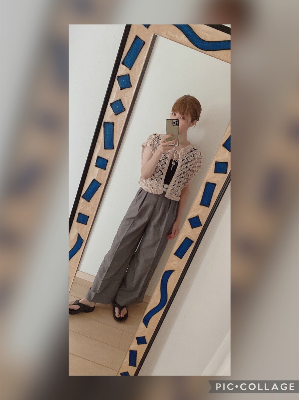 「大人カジュアル、秋コーデ、今日のコーデ、大人かわいい、サンダル、お洒落さんとつながりたい」｜「Chicoのダブルタックスラックスパンツ（スラックス、グレー系）」を使った、amu1002さん（レディース・159cm）の夏コーディネートの1枚目の写真