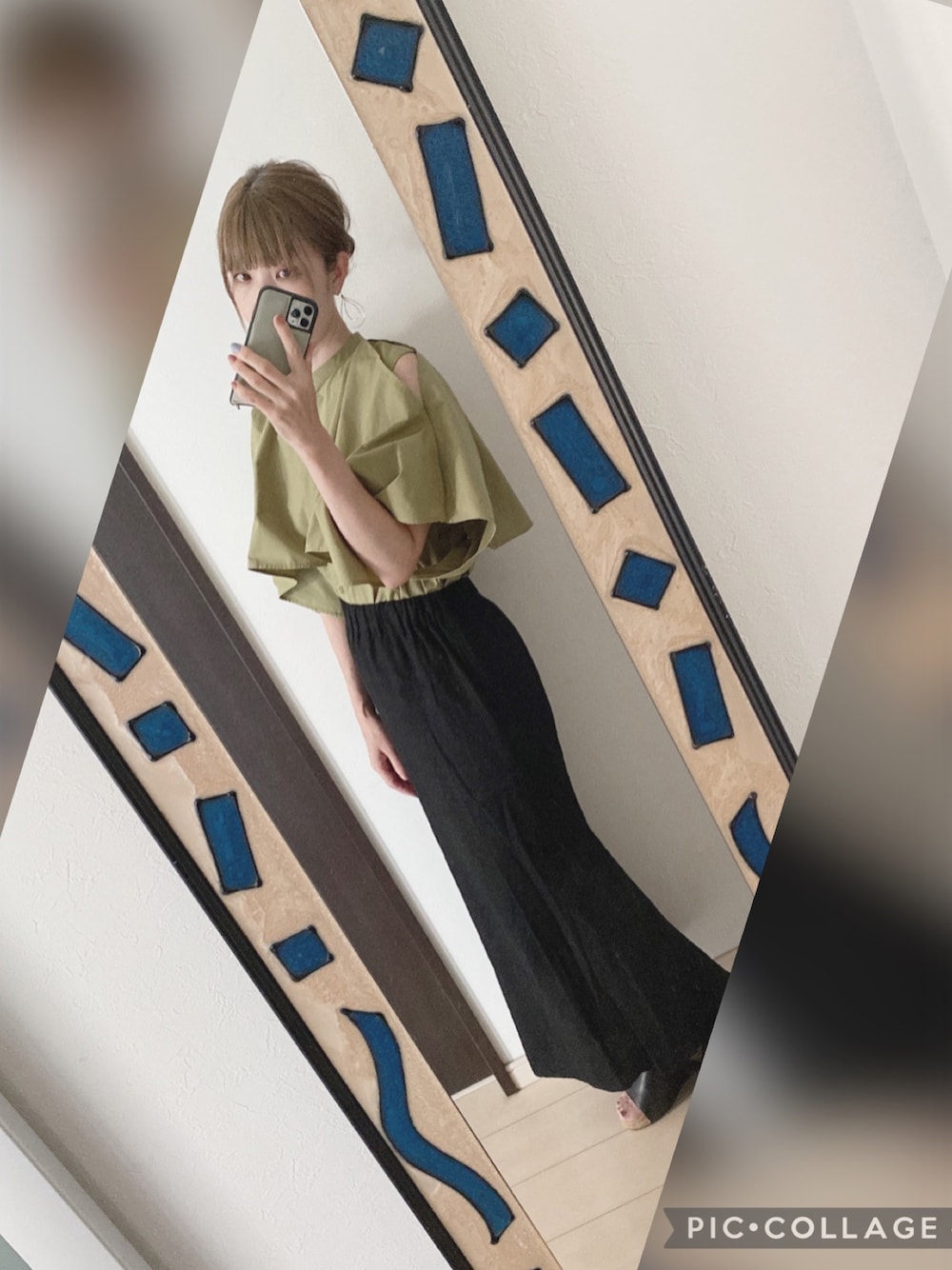 「大人かわいい、キレイめ、おしゃれさんと繋がりたい、マーメイドスカート、プチプラ」｜「CIAOPANIC TYPYのリネンライク2WAYシルエットスカート（スカート、ブラック系）」を使った、amu1002さん（レディース・159cm）の夏コーディネートの1枚目の写真