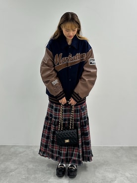 「WEGO（ウィゴー）のアイテム（スタジャン）」を使った、rinoさん（レディース・160cm）の冬コーディネート