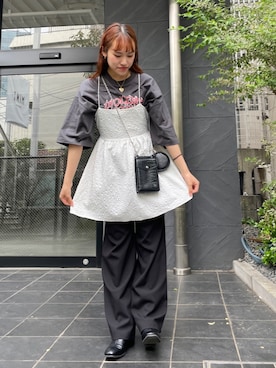 「グラフィックＴ」｜「アイテム（ワンピース/ドレス）」を使った、rinoさん（レディース・160cm）の春コーディネート